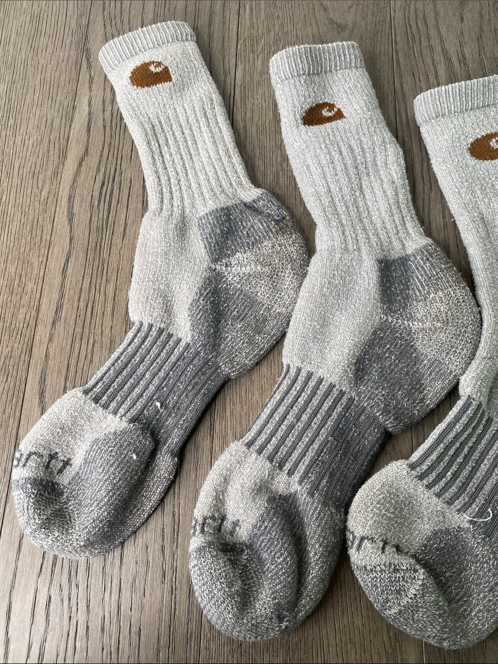 Carhartt Gray and White Work Crew Socks w/ Brown Logo (Set of 4) 2 Pairs - 1446 - Picture 2 of 5